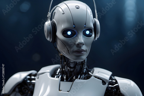 3d rendering humanoid robot in modern technology futuristic concept. Artificial intelligence concept. Generative AI