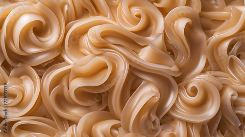  a large amount of macaroni and cheese swirls in various shades of light and dark brown, as seen from the top of a computer generated image of a computer generated image.