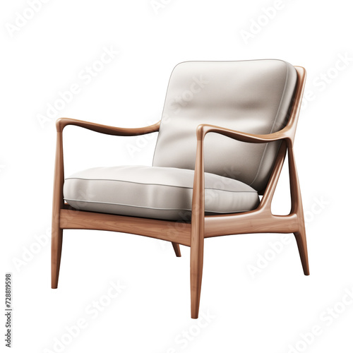 Lounge Chair. Scandinavian modern minimalist style. Transparent background, isolated image.