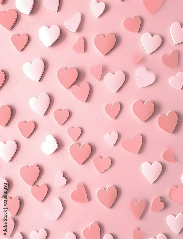 Pink hearts as abstract background, wallpaper, banner, texture design with pattern - vector. Dark colors.