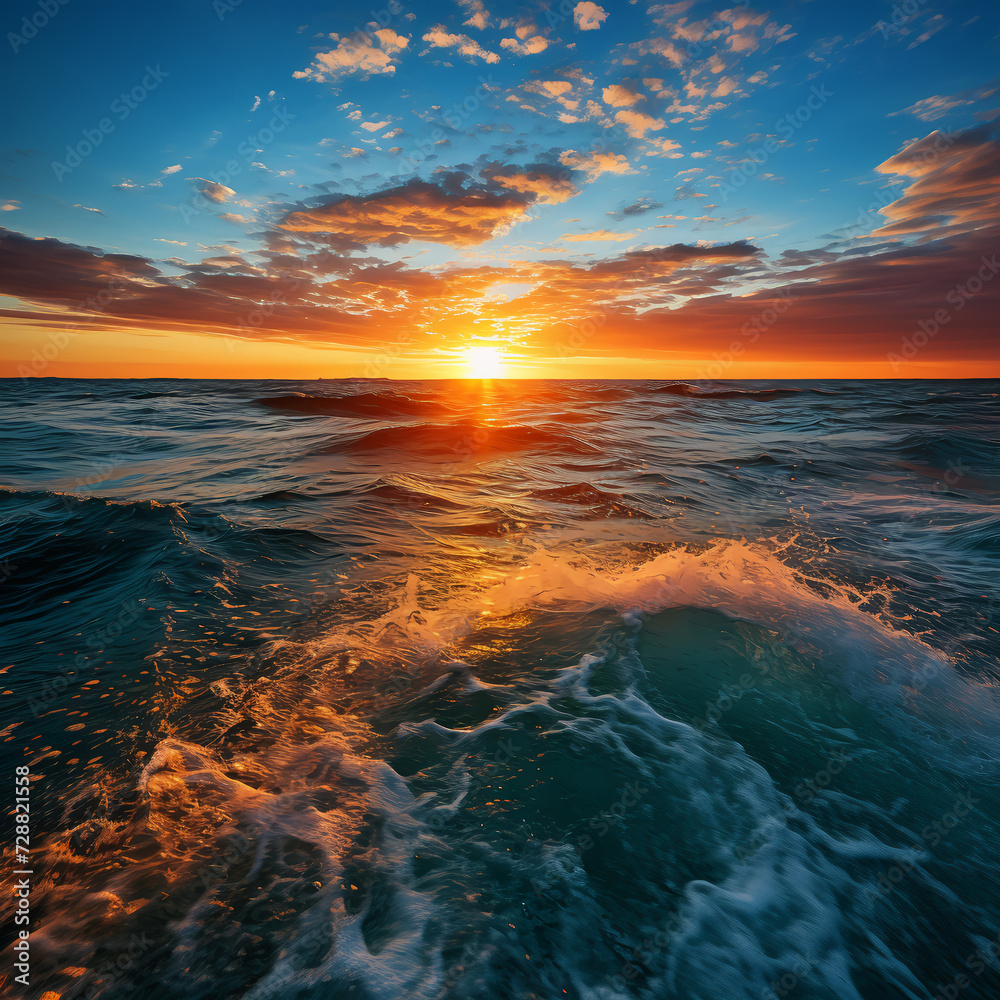 sunset over the sea,Creating Ai