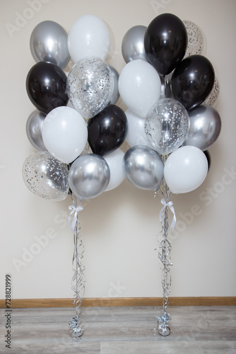 black and silver balloons for a man, happy birthday
