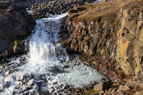 Detail of waterfall Rujakandafoss  Iceland