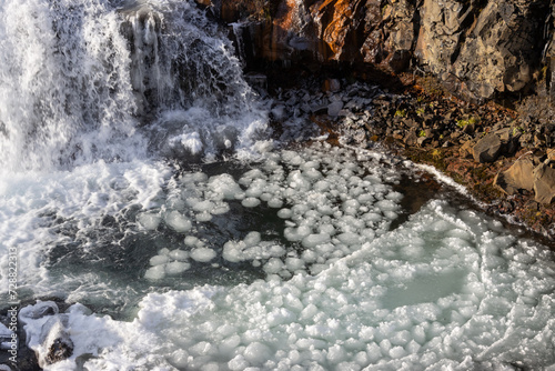 Detail of waterfall Rujakandafoss, Iceland