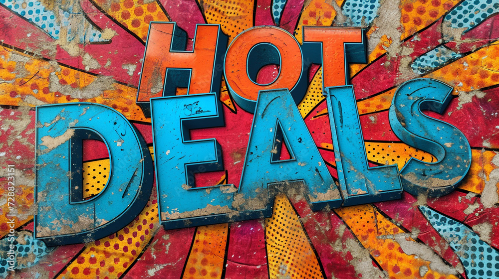 pop art comic special offer banner with the 'hot deal' text