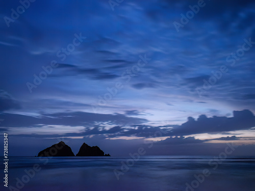 Holywell bay at sunset cornwall england uk 