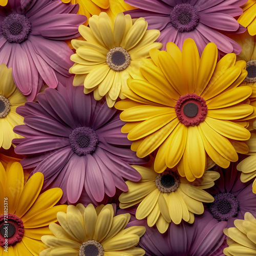 Violet and yellow flowers background