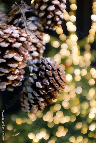 pine cones on christmas tree