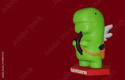 cute 3d illustration of cherub dinosaur, love, valentine