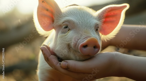 human animal interaction pig happy © buraratn
