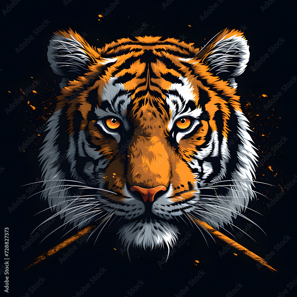 flat logo of Vector tiger illustration vector
