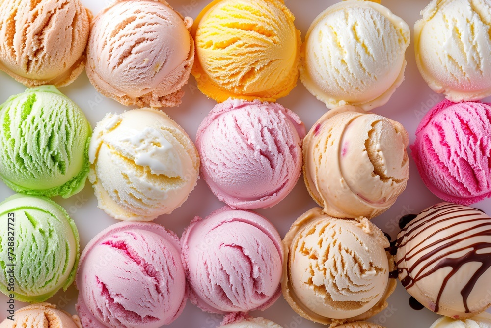 Colorful ice cream scoops background Colorful ice cream scoops background