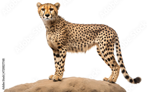 Cheetah Perched on a Stone isolated on transparent Background