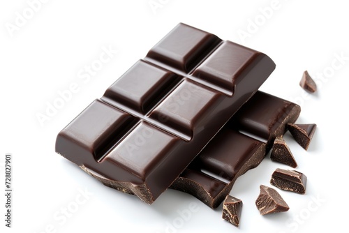 Black chocolate bar on white background