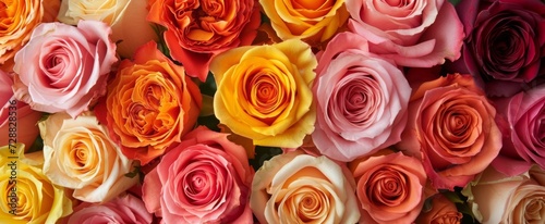 Assorted colorful roses forming a vibrant floral background  ideal for gifts   celebrations