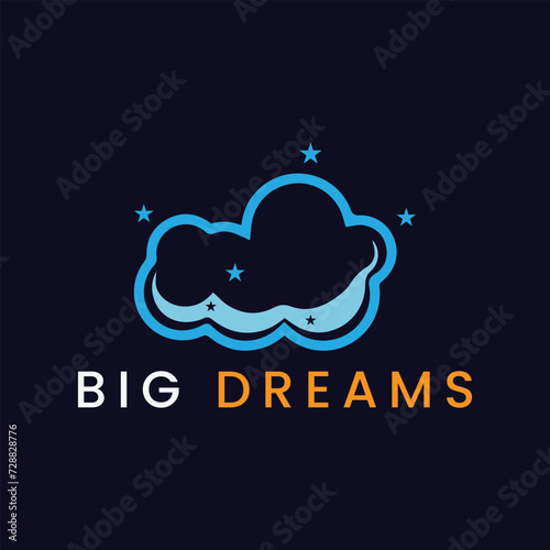 night dream clouds logo design vector