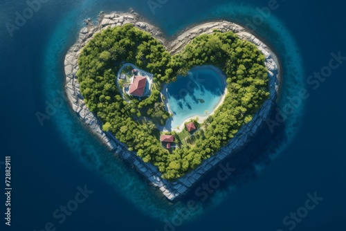 Heart-shaped tropical island resort from above, perfect for romantic getaways and exclusive vacations © Andrei
