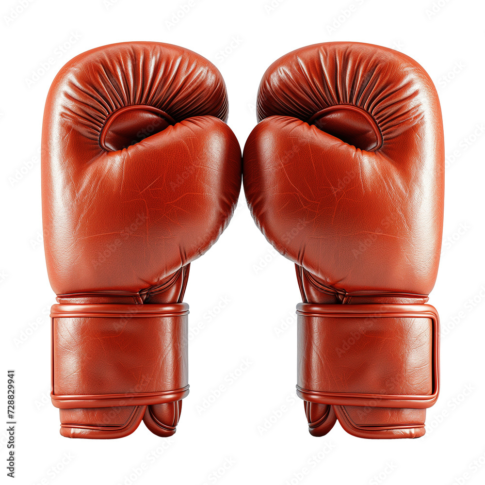 Pair of leather boxing gloves isolated on transparent background