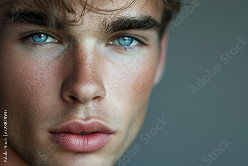 Portrait of cute 20 years old man with beautiful face