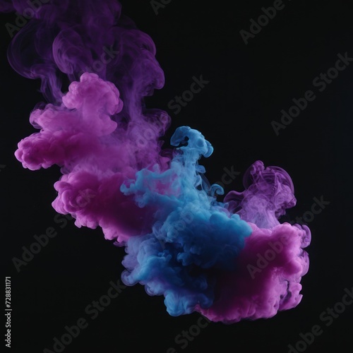 a black background with blue smoke and purple color