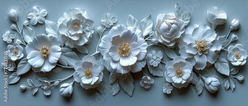 White relief image of flowers on the wall --ar 7:3 --style raw --stylize 750 --v 6 Job ID: bb770c08-5823-4ab6-a4cc-76e7127f195b © DigitalMuseCreations