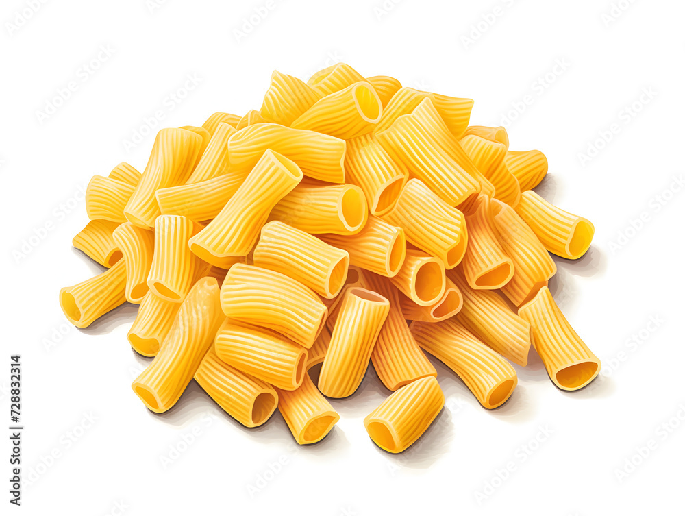 Illustration of a pile raw pasta on white background 