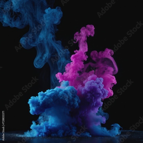 a black background with blue smoke and purple color