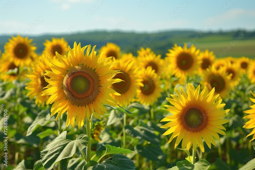 Beautiful view of a field of sunflowers