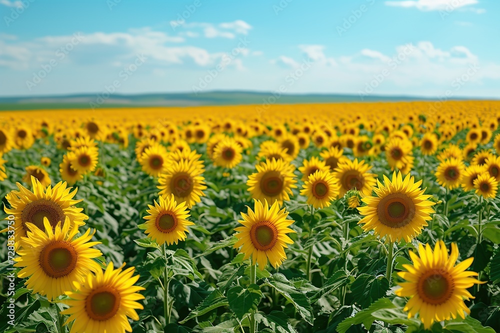 Beautiful view of a field of sunflowers