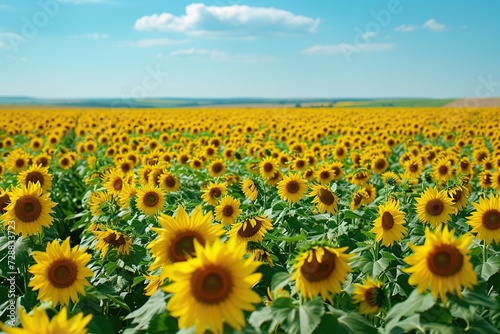 Beautiful view of a field of sunflowers