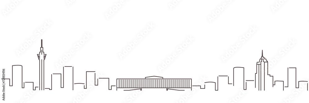 Kinshasa Dark Line Simple Minimalist Skyline With White Background Kinshasa Dark Line Simple Minimalist Skyline With White Background