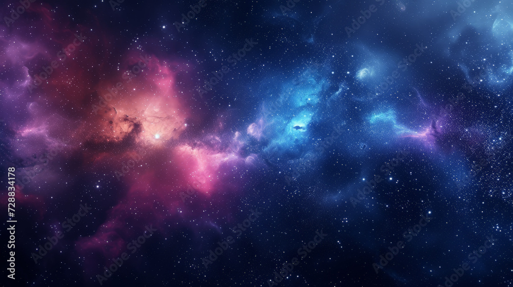 Cosmic clouds and stars in a mesmerising purple nebula, create a sense of wonder.