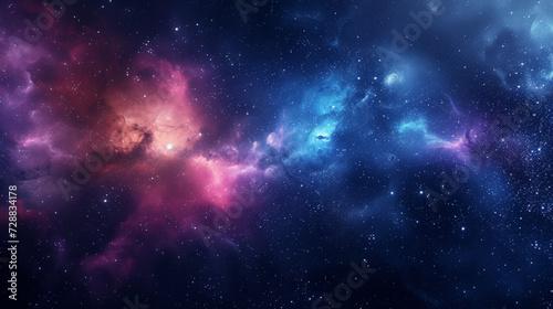 Cosmic clouds and stars in a mesmerising purple nebula, create a sense of wonder.