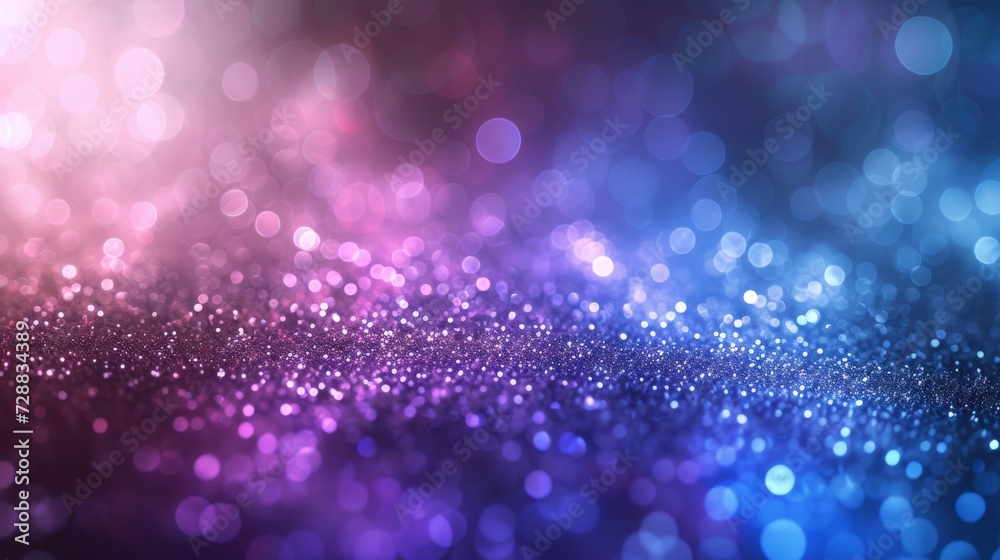 Ethereal Blue and Purple Glow with Sparkling Bokeh Particles Background