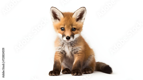Fox cub on white background
