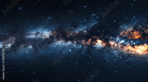 A dazzling galaxy, ablaze with stars and cosmic dust, stretching across the night sky.