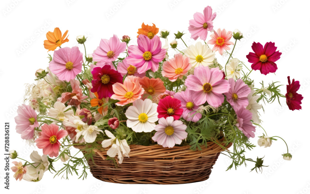 Cosmos in basket isolated on transparent Background