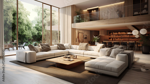 Beautiful contemporary living room home interior.