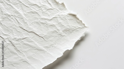 High-Resolution Image of a Textured White Kraft Paper with Deckle Edges Isolated on a White Background