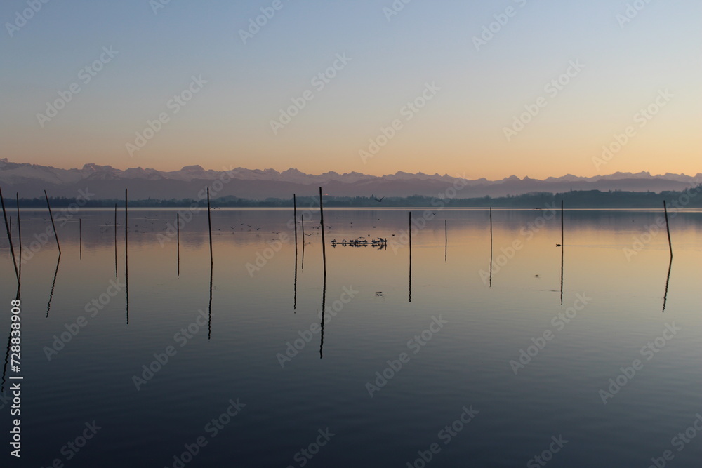 sunset on the lake