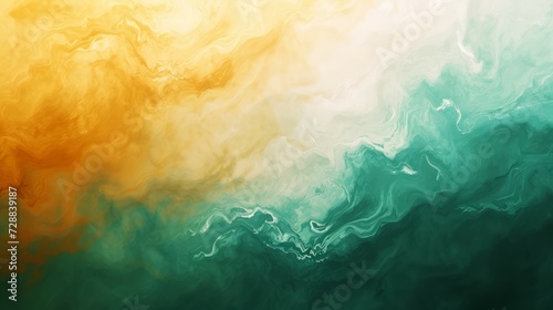 Abstract green and yellow gradient texture with a fluid transition between colors. Golden emerald color scheme. Luxury backdrop. Copy space