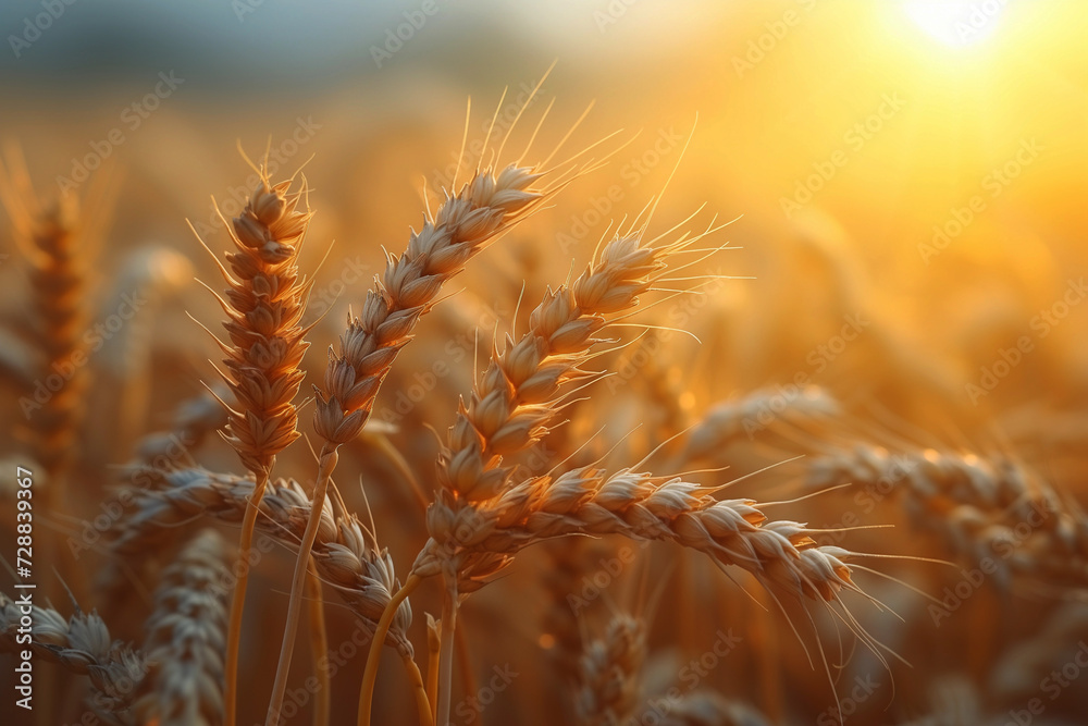 Obraz premium closeup photo of a wheat field, harvest concept
