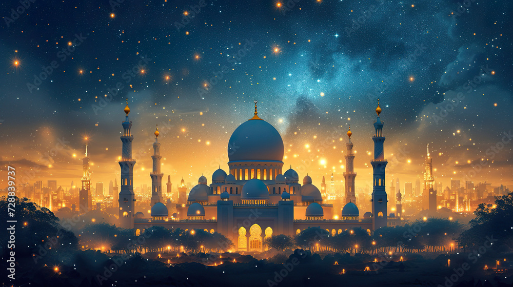 Happy eid al adha greetings green golden background - obrazy, fototapety, plakaty 
