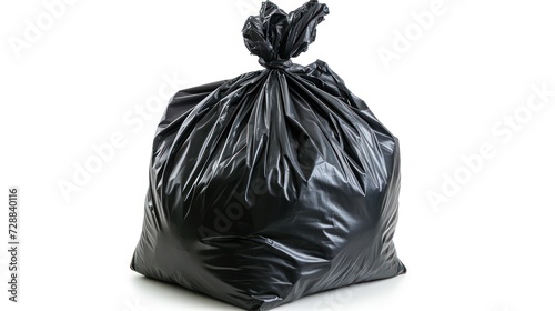  a black trash bag on a white background with clipping to the top of the bag and bottom of the bag to the bottom of the bag and bottom of the bag.