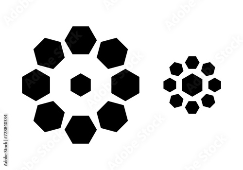 Optical illusion vector illustration. Puzzle. Brain teaser. Black and white
