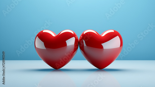 Dwa czerwone serca symbolizujące idealną harmonię