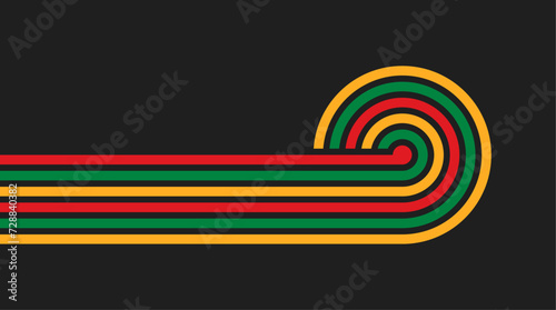 Groovy background 70s with waves in concept of juneteenth, Black history month. Abstract wavy line pattern in 1970s hippie retro style. Vector illustration 