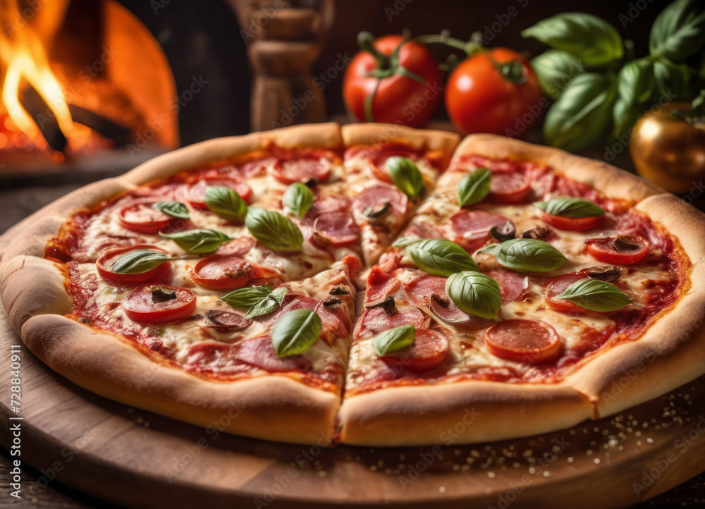 Freshly Baked Pizza in Wood-Fired Oven