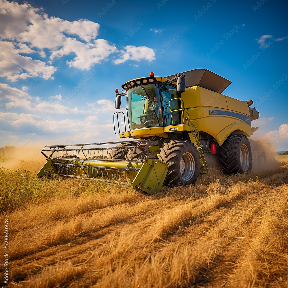 Obraz premium combine harvester on field