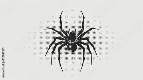  a black and white image of a spider on a white background with a halftone effect in the form of a halftone of a spider on a white sheet of paper.